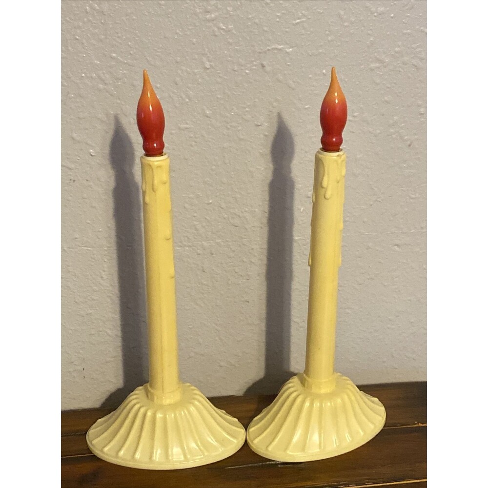 2 Vintage NOMA Electric Window Candle Flame Light Christmas
